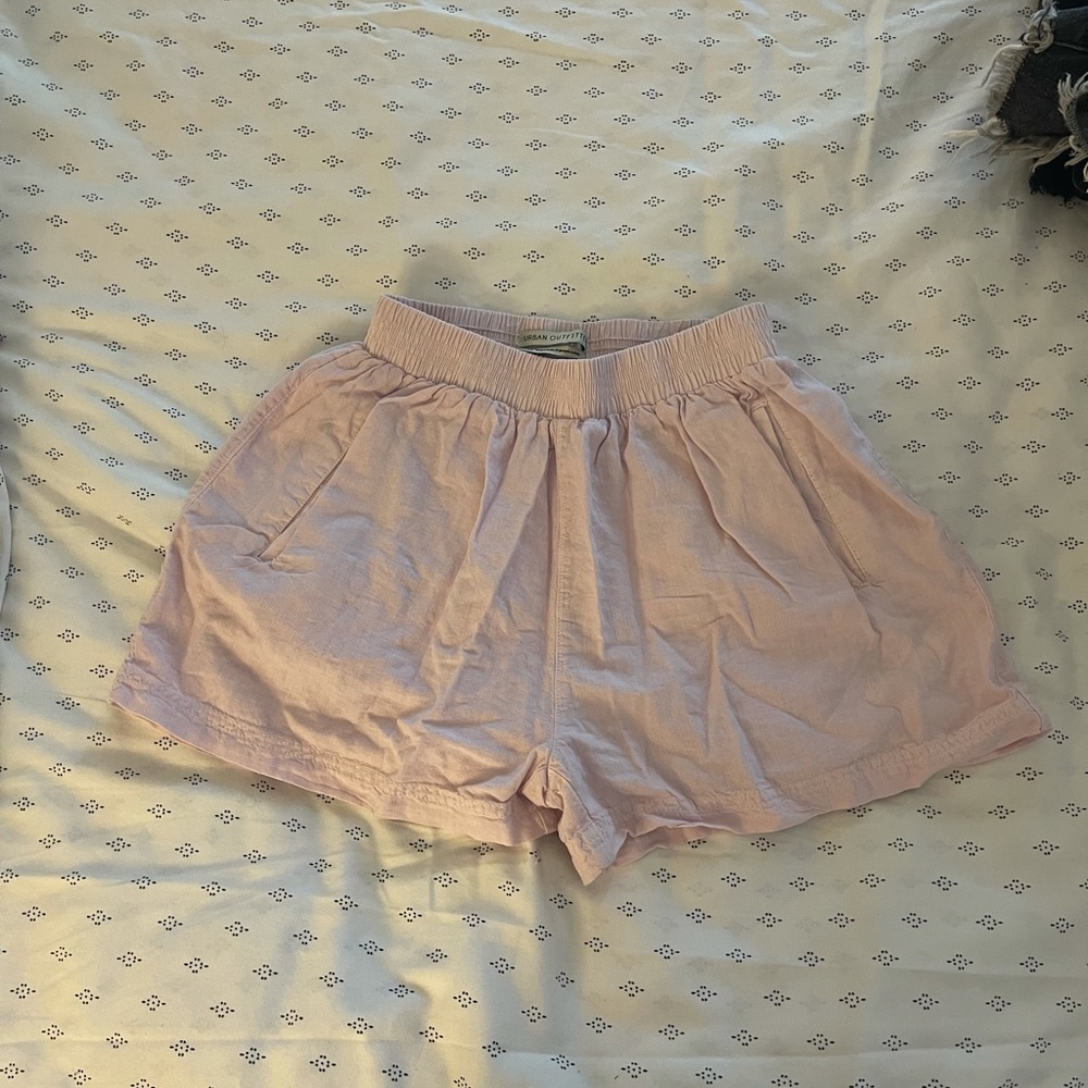 Pink linen blend shorts